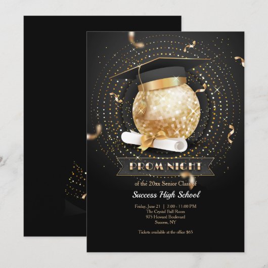 Uitnodiging voor het eindexamenfeest (Voorkant / Achterkant)