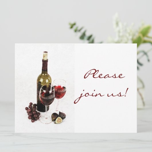 Uitnodiging voor het eten van wijn (Staand voorkant)