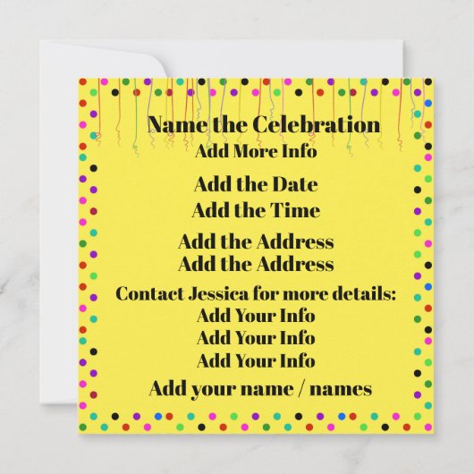 Uitnodiging voor het Feest (Achterkant)