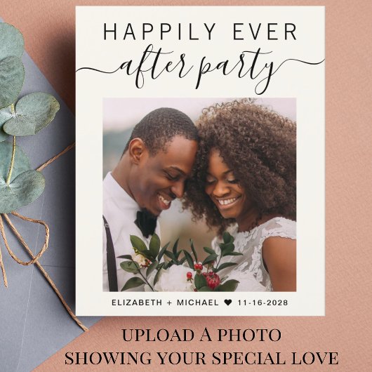 Uitnodiging voor het feest na de bruiloft: 'Happil