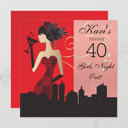 Uitnodiging voor het feest ter ere van je 40e verj (Voorkant / Achterkant)