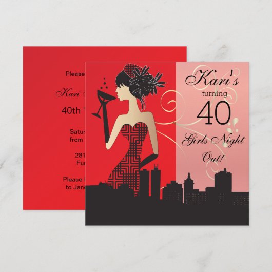 Uitnodiging voor het feest ter ere van je 40ste ve (Voorkant / Achterkant)