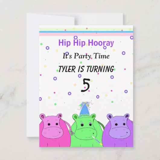 Uitnodiging voor het feest van drie nijlpaarden (Voorkant)