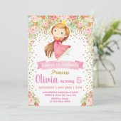 Uitnodiging voor het feestje van prinses meisje. (Staand voorkant)