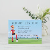Uitnodiging voor het gamen van Young Girl Soccer (Staand voorkant)