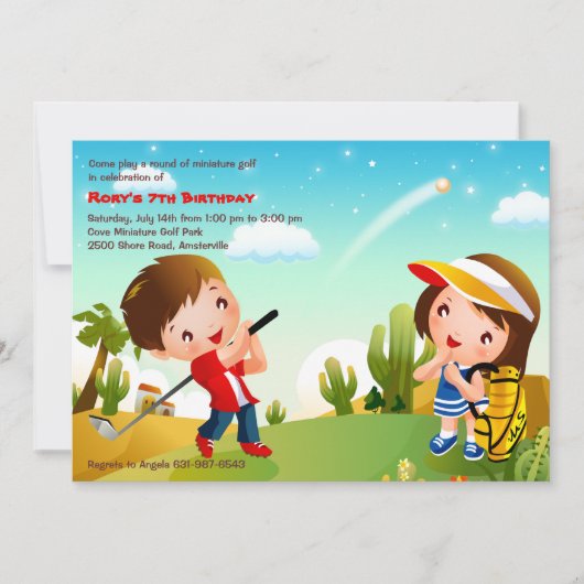 Uitnodiging voor het Golf van kinderen (Voorkant)