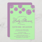 Uitnodiging voor het groene Baby shower van lila p (Voorkant / Achterkant)