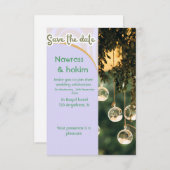 Uitnodiging voor het groene en mauve huwelijk (Voorkant / Achterkant)