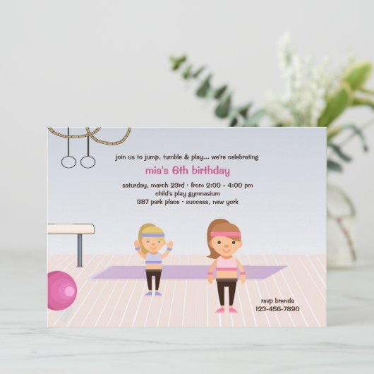 Uitnodiging voor het gym verjaardagsfeest (Staand voorkant)