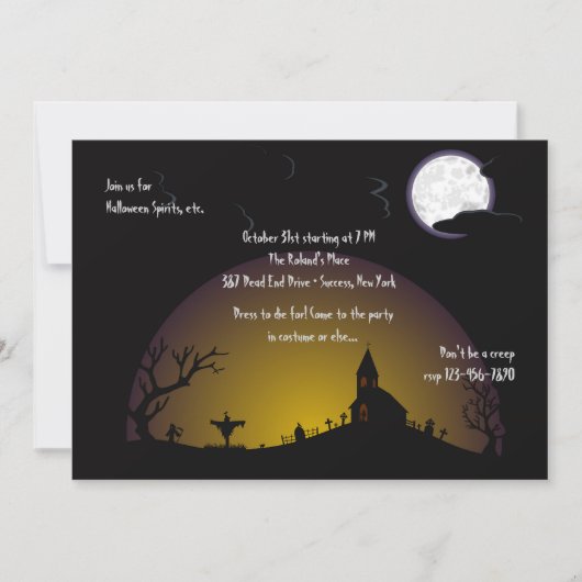 Uitnodiging voor het Halloweenfeest op de Kerkbegr (Voorkant)