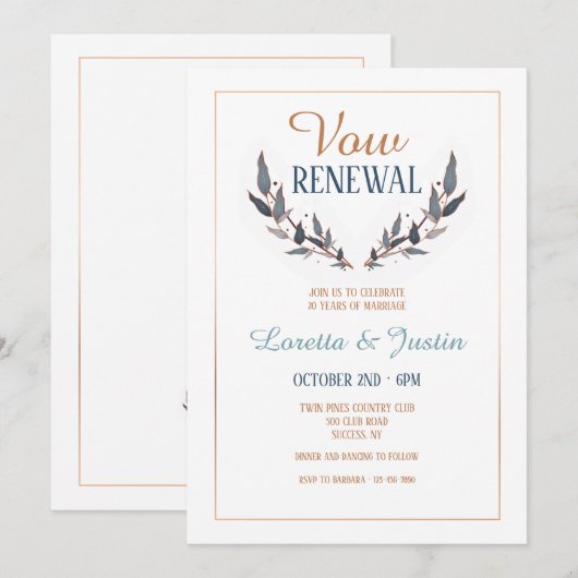 Uitnodiging voor het hernieuwen van geloften (Voorkant / Achterkant)