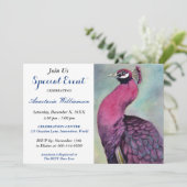 UITNODIGING VOOR HET HOT PINK PEACOCK PARTY EVENEM (Staand voorkant)