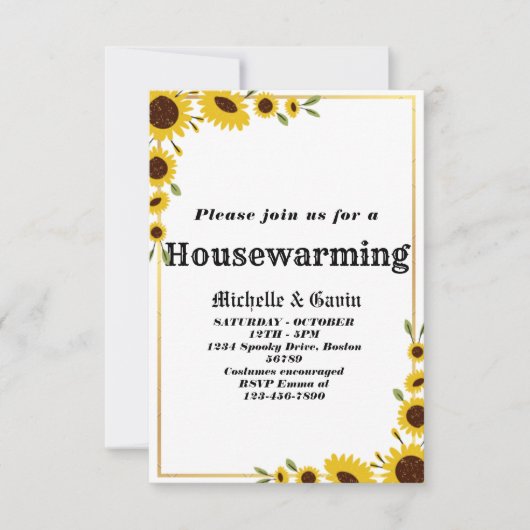 Uitnodiging voor het huisfeest van de zonnebloem (Voorkant)