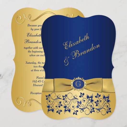 Uitnodiging voor het huwelijk | BEDRUKT LINT | Bla (Voorkant / Achterkant)