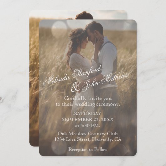 Uitnodiging voor het huwelijk | Eenvoudig met witt (Voorkant / Achterkant)