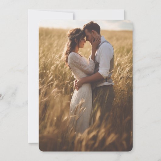 Uitnodiging voor het huwelijk | Eenvoudig met witt (Achterkant)