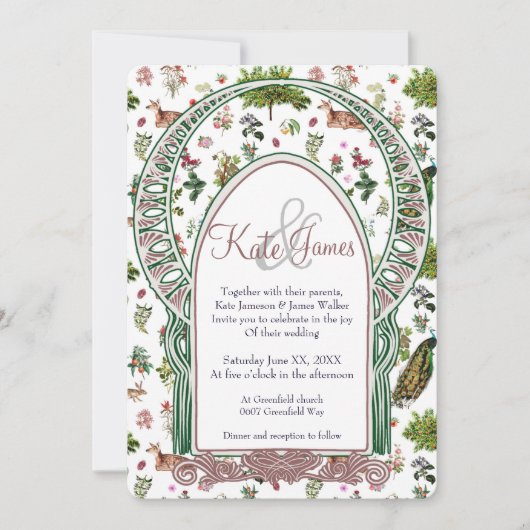 uitnodiging voor het huwelijk in flora en fauna (Voorkant)