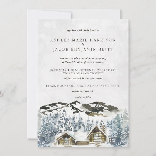Uitnodiging voor het huwelijk in het Rustic Winter (Voorkant)