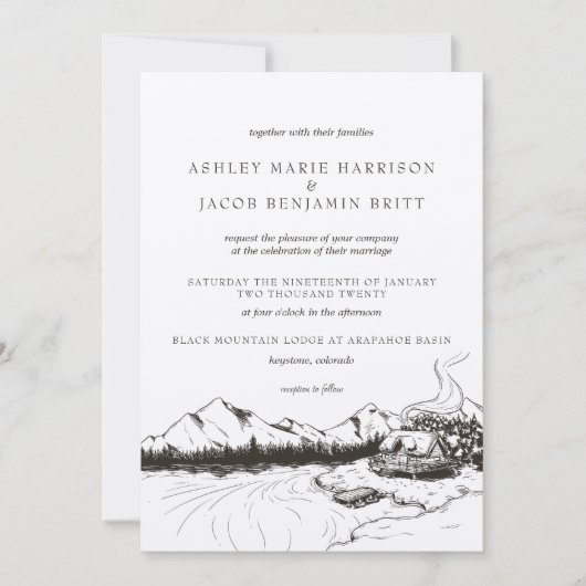 Uitnodiging voor het huwelijk in het Rustic Winter (Voorkant)
