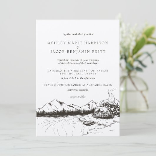 Uitnodiging voor het huwelijk in het Rustic Winter (Staand voorkant)