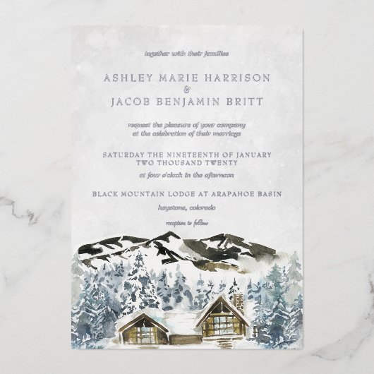 Uitnodiging voor het huwelijk in het Rustic Winter (Voorkant)