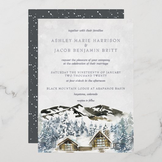 Uitnodiging voor het huwelijk in het Rustic Winter (Voorkant / Achterkant)