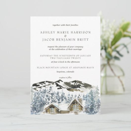 Uitnodiging voor het huwelijk in het Rustic Winter (Staand voorkant)