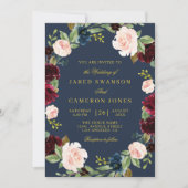 uitnodiging voor het huwelijk met elegant floral b (Voorkant)