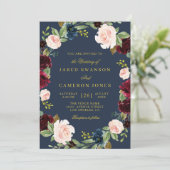 uitnodiging voor het huwelijk met elegant floral b (Staand voorkant)