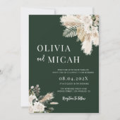 uitnodiging voor het huwelijk met groene pampas (Voorkant)