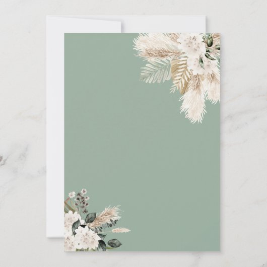 uitnodiging voor het huwelijk met groene pampas (Achterkant)