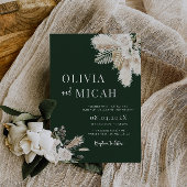 uitnodiging voor het huwelijk met groene pampas