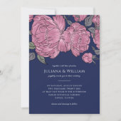 uitnodiging voor het huwelijk met volken in blauw (Voorkant)