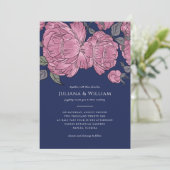 uitnodiging voor het huwelijk met volken in blauw (Staand voorkant)