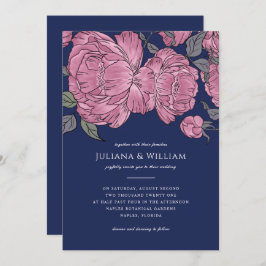  uitnodiging voor het huwelijk met volken in blauw