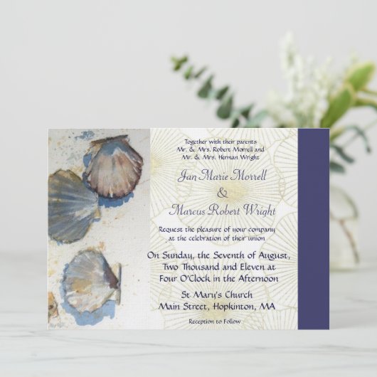 Uitnodiging voor het huwelijk op zee (Staand voorkant)