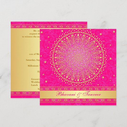 Uitnodiging voor het huwelijk | Roze gouden rollen (Voorkant / Achterkant)