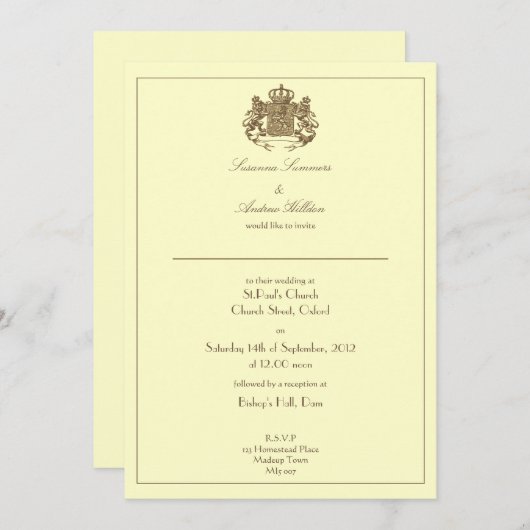 Uitnodiging voor het huwelijk tussen Kroon en Lion (Voorkant / Achterkant)