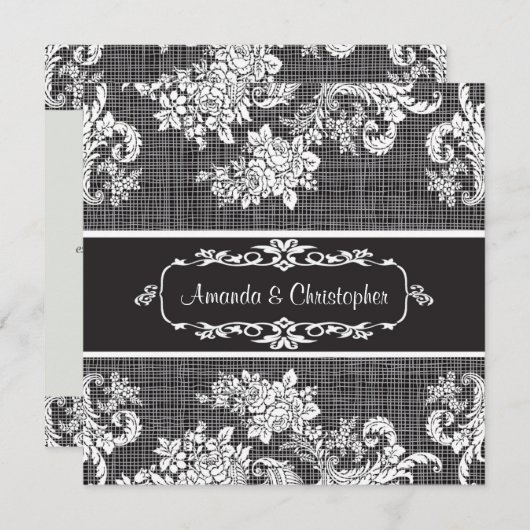  uitnodiging voor het huwelijk tussen zwarte en wi (Voorkant / Achterkant)