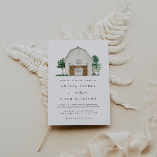 Uitnodiging voor het huwelijk van Barn, Rustic Far