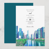 Uitnodiging voor het huwelijk van Chicago (Voorkant / Achterkant)