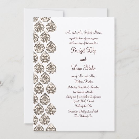  uitnodiging voor het huwelijk van Damask op champ (Voorkant)