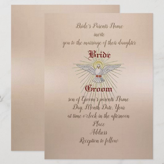 Uitnodiging voor het Huwelijk van de Heilige Geest (Voorkant / Achterkant)