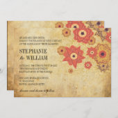  uitnodiging voor het huwelijk van Floral (Voorkant / Achterkant)