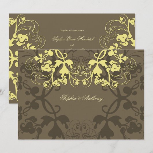 uitnodiging voor het huwelijk van Floral Flourish (Voorkant / Achterkant)