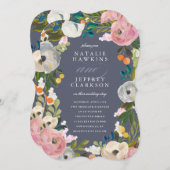  uitnodiging voor het huwelijk van Florals (Voorkant / Achterkant)