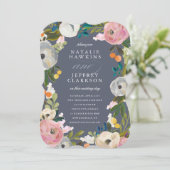  uitnodiging voor het huwelijk van Florals (Staand voorkant)