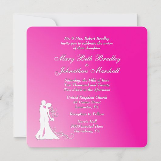 Uitnodiging voor het huwelijk van Fuchsia (Voorkant)