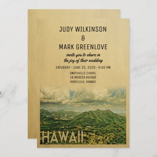  uitnodiging voor het huwelijk van Hawaii midden i (Voorkant / Achterkant)