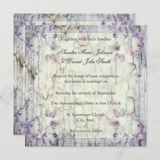 Uitnodiging voor het huwelijk van hout (Voorkant / Achterkant)